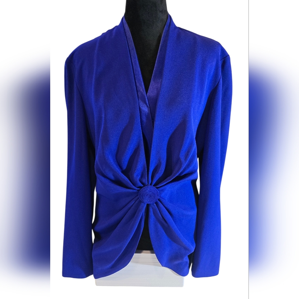 Women’s Royal Blue Draped Knot Front Blouse